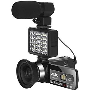 Videocamera Camcorder Videocamera ingebouwde licht WiFi-functie 4 8MP ZOOM DIGITAL CAMERA for VLOG OPNAME 3.0InCH IPS Touch Screen Camcorder Multifunctionele vlogcamera(128G sd card,Purple)