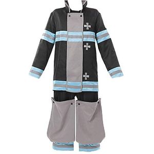 Charous Anime Fire Force Cosplay Kostuum,Brandweermannen Reflecterende Uniform Outfit Gebruikt voor Festival Thema Party Cosplay Brandweerman, Grijs, L