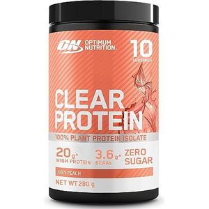 Optimum Nutrition Clear Protein 100% Plant Protein Isolate, Veganistisch en Suikervrij eiwitrijk poeder met BCAA's, gemaakt van eiwit, spierondersteuning en herstel, Juicy Peach, 10 porties, 280 g