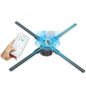 70CM/27.6IN 3D holografische ventilator, 4 ventilatorbladen met 832 LED-kralen, TF-kaart, applicatietransmissie en afstandsbediening HD Halloween Eenvoudig video wijzigen