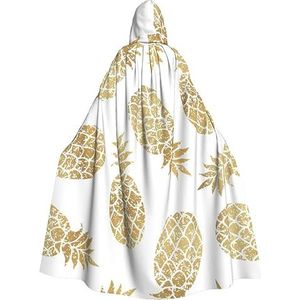 WURTON Halloween Kerstfeest Gouden Ananas Achtergrond Print Volwassen Hooded Mantel Prachtige Unisex Cosplay Mantel