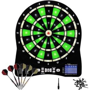 Elektronisch dartbord, automatisch scorebord, 13 inch verlichte softhead dartbordset, 48 spellen met 6 darts, compact display, te gebruiken in speelkamers thuis, dartclubs