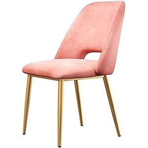 GEIRONV 1 stks moderne fluwelen eetkamerstoelen, metalen poten zacht kussen make-up stoelen antislip eetkamerstoelen keuken woonkamer stoelen Eetstoelen (Color : Pink, Size : 43x46x81cm)