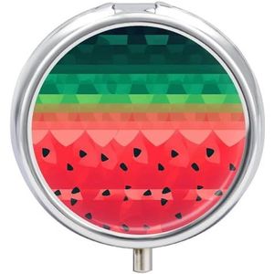 Gradiënt Watermeloen Pillendoos Ronde Draagbare Kleine Pil Case Waterdichte Reizen Pillendoos Organizer voor Pocket Portemonnee en Dagelijks Gemak