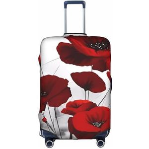 Amrole Bagagehoes Koffer Cover Protectors Bagage Protector Past 18-30 Inch Bagage Zwart en Wit Geruit, Rode Papaver Bloem, S
