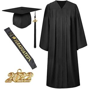 Unisex pet en toga voor afstuderen 2022 afstuderen pet en toga met kwastje Bachelor kostuum set voor afstudeerceremonie Xiebro
