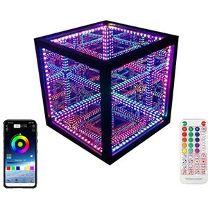Infinity Mirror Tunnel Light, RGB-kleuren Cool Cosmic Cube Lights met afstandsbediening, USB-opladen naast bureaulamp, perfect voor kinderdagverblijf en speelgoed