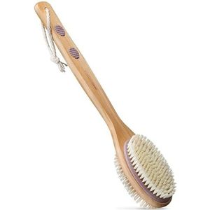 MainBasics Dubbelzijdige lange handgreep bad douche borstel terug scrubber lichaam exfoliator