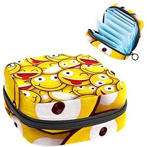 Periode Pouch Draagbare Tampon Opbergtas,Tampon Houder voor Portemonnee Vrouwelijke Product Organizer,Gekleurde expressie achtergrond, Meerkleurig, 4.7x6.6x6.6 in/12x17x17 cm