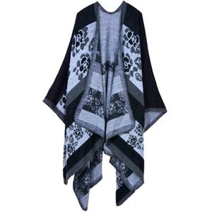 UBOHUZ Herfst Winter Rooster Vrouwen Reizen Sjaal Imitatie Kasjmier Vork Verdikte Mantel Poncho's Capes Voor Lente Herfst Winter, Grey02, One size