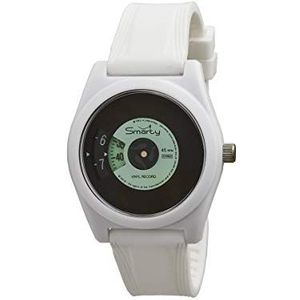 SMARTY VINYL Unisex horloge siliconen wit groen SW045B09