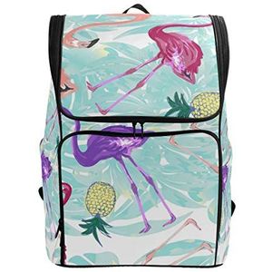 Jeansame Rugzak School Tas Laptop Reizen Tassen Vintage Tropische Flamingo Vogels Bomen voor Kid Jongen Meisje Vrouwen Mannen