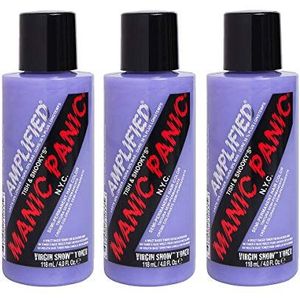 Manic Panic Virgin Snow Amplified Crème, veganistische en diervriendelijke semi-permanente haartoner, verwijdert geelachtige tinten, 3 x 118 ml