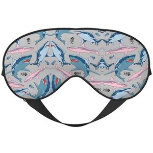 Blauw Cartoon Visprint Zacht Oogmasker voor Vrouwen Mannen Comfortabel met Verstelbare Riem voor Reizen Yoga Nap Shift Werk