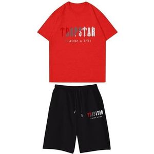 Trapstar Kind Zomer Kort Korte Mouwen,Casual Korte Broek,Jongen Meisje Kort Trainingspak Voor Heren,100-160,2-delige Set,29 Stijlen,Katoen,ademend,Unisex T-shirt-shortset Dames(Color:6,Grootte:100(chi