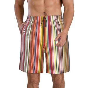 PHTZEZFC Strandshorts voor heren met kleurrijke strepen - lichtgewicht, sneldrogende zwembroek met trekkoord en zakken, Wit, L