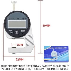 Micrometer, Digitale Diktemeter Meetgereedschappen Elektronische Diktemeter Meet De Dikte Van Papier, Doek, Dun Metaal Micrometer 0,01 Mm(0-12.7mm Thickness)