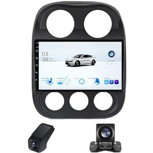 Android autoradio 2 Din geldt voor Jeep Compass 1 2009-2015 met Draadloze Carplay Android Auto GPS Navi WiFi 9 inch met Bluetooth ADAS DVR+ Achteruitrijcamera/Stuurwielbediening(X2)