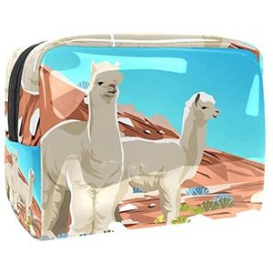 Waterdichte cosmetische tassen, schattige alpaca dier gele reizen cosmetische tassen, multifunctionele draagbare make-up tassen, reizen cosmetische tas organizer voor vrouwen, Multi kleuren 03,