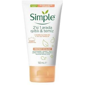 Simple Protect 'N' Glow Exfoliating Cleanser Clay Polish voor stralende huid, 150 ml