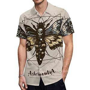 Psychedelic Death's Head Hawk Moth Hawaiiaanse shirts voor heren, korte mouwen, casual overhemd met knopen, vakantie, strandshirts, 4XL