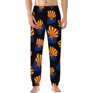 Vlaggenkaart van Arizona Mesh heren pyjama broek zachte lounge bodems lichtgewicht slaapbroek