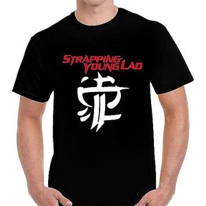 Retro Tees Men's Short Sleeve Printed O-Neck Strapping Young Lad Metal Logo Men's Black T-Shirt Sizes S to 3XL Black T-shirts & overhemden(Large)