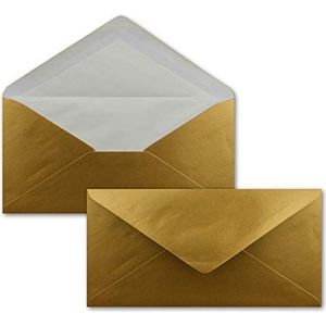 FarbenFroh 150 x DIN lange enveloppen - goud met witte zijden voering - 11 x 22 cm - 100 g/m² - ideaal voor uitnodigingen, kerstkaarten, felicitatiekaarten uit de serie FarbenFroh