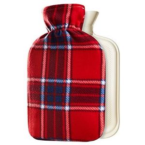 Warmwaterkruik 2 Liter Met Fleece Hoes, Rood Geruit