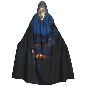 SSIMOO Volle maan in nacht betoverende cape met capuchon voor volwassenen voor Halloween en feestkostuums - modieuze damesgewaden, capes