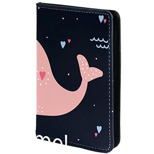 Kiss Me Pink Whale-01 paspoorthouder, paspoorthoes, paspoortportemonnee, reisbenodigdheden, Meerkleurig, 11.5x16.5cm/4.5x6.5 in