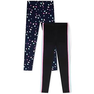 Liking 4539 Legging voor meisjes, met bloemenpatroon, stretch van katoen, 2/3 stuks, meerkleurig C, 110/116 cm