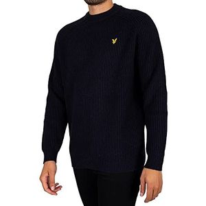 Lyle & Scott Heren Trui met opstaande kraag en Shakersteek, Blauw, L