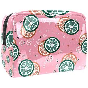 Make-uptas PVC toilettas met ritssluiting waterdichte cosmetische tas met citroengroen oranje roze zomer voor dames en meisjes