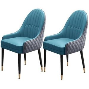 Eetkamerstoel, moderne fauteuils met accent, set van 2 microvezelleer, zacht gevoerde zitting met houten poten, make-upstoel