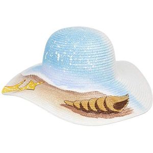 Lipodo Shell Beach Flaphoed Dames - zonnehoed zomer hoed dameshoed voor Lente/Zomer - One Size wit