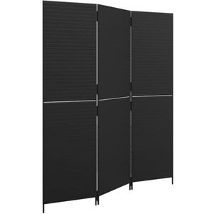 vidaXL-Kamerscherm-3-panelen-poly-rattan-zwart