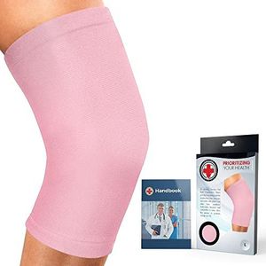 Medische kniebrace & compressie knie sleeve - voor vrouwen met artritis, tendinitis & blessures, kniesteun bij joggen, met gids (Roze, 2XL)