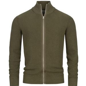 Indicode Heren Dodson Cardigan | Gebreid vest met opstaande kraag van katoen Army L
