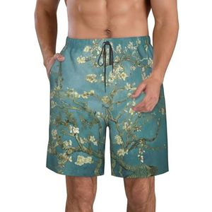 Gele Draak Zwarte Achtergrond Print Heren Zwemplank Shorts Zwembroek Trunks Badmode Sneldrogende Surfen Strand Essentiële Zomer, Amandelbloesem, S