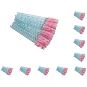 10 set van 50 stuks wimperborstel Valentijnsdag zoete applicator wenkbrauwpincet valse wimpers clip wenkbrauwborstels blauwe staaf/roze