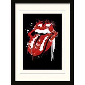 1art1 Rolling Stones Poster Graffiti Lips Ingelijste Foto Met Passepartout | Muur Foto's | In Een Fotolijstje 40x30 cm