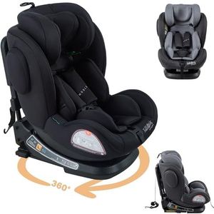 FableKids autostoeltje met Isofix | 360° draaibaar | kinderautostoeltje | autostoeltje | kinderzitje i-Size 40-150cm | 5-punts veiligheidsharnas | 8-voudig verstelbare hoofdsteun ECE R129/03 | zwart