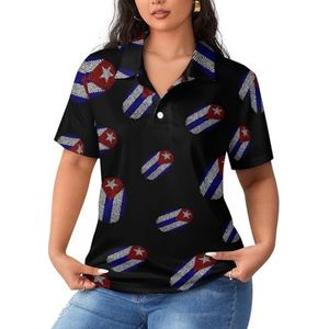 Cuba vlag vinger dames korte mouw poloshirts casual kraag T-shirts golfshirts sport blouses tops 4XL