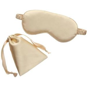 Zijden slaapmasker met draagtas, tas voor reizen, slaap, oogschaduw voor vrouwen, man, dutje, comfortabele ooglapje, helpt bij het rusten (goud)