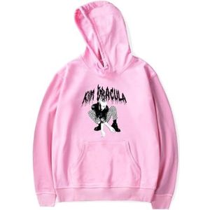 IZGVLELIHN Kim Dracula pullover heren dames mode hoodie jongens meisjes cool hip hop trainingspak met capuchon XXS-4XL, roze, 4XL