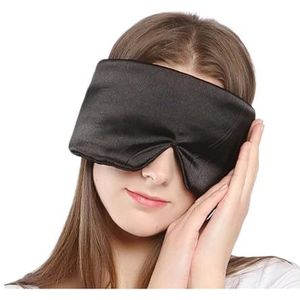 3 stks Zijden Satijn Slaapmasker Oogschaduw Blokkerende Licht Oogmasker Cover Schaduw Reizen Relax Ooglapje Vrouwen Mannen Hulp voor Slaap (zwart)