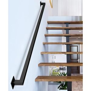 Gorssen 300 cm industriële ijzeren zwarte beschermende leuning, veilige antislip trapleuning voor gehandicapten en ouderen, geschikt voor badkamer toilet binnen- en buitenleuningen