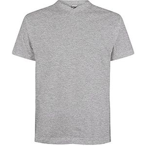 Logostar Basic Bigsize T-shirt voor heren, oversized shirt 3XL - 15XL, katoenen T-shirt met V-hals, Heather Grey, 4XL Grote maten