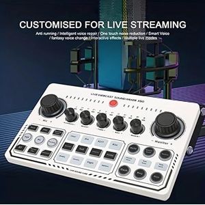 Audiomengtafel, X50 Mixer USB Externe Geluidskaart for Headset Microfoon Live Broadcast Geluidskaart for e-telefoon Computer Geluidskaart(WHITE)